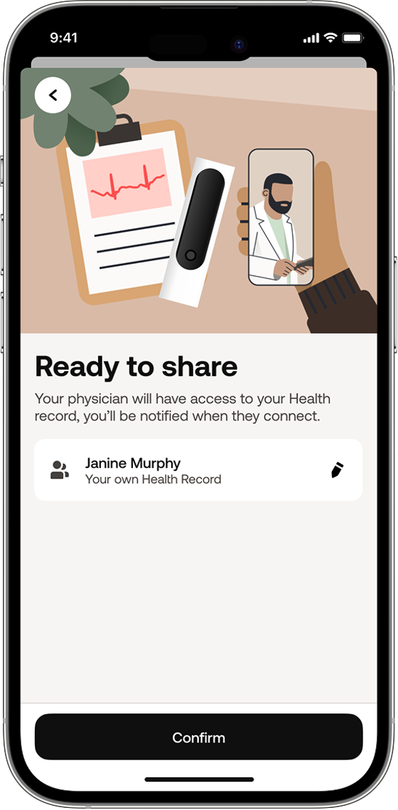 Share health record screen 3