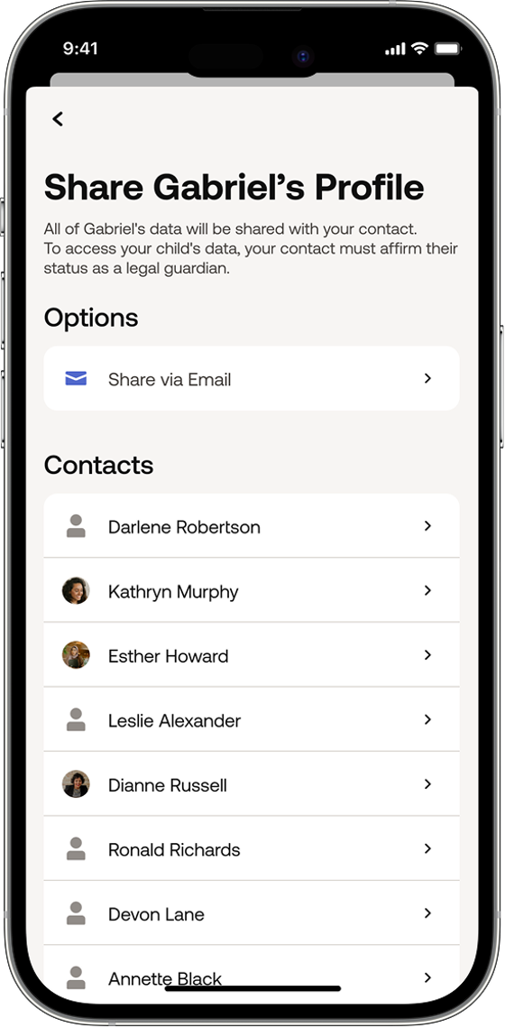 Family sharing screen 3