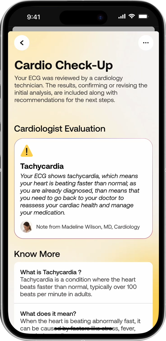 Cardio Check-Up result screen 4