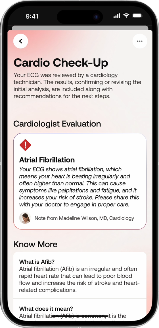 Cardio Check-Up result screen 5