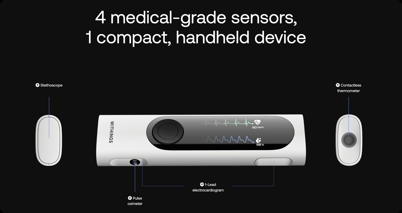 4 medical-grade sensors, 1 compact handheld device